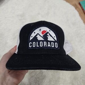 Colorado Mountain Trucker Hat Mesh Snapback Cap Black White ST8SUPPLY‎